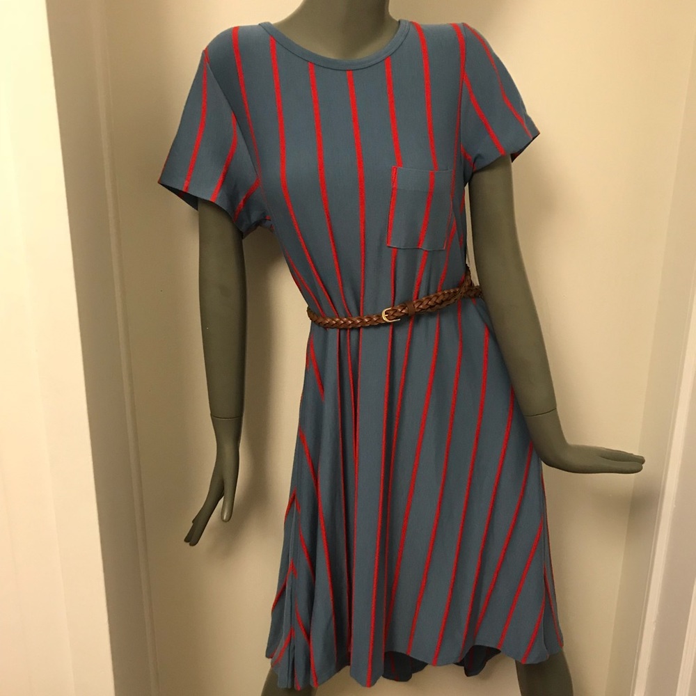 Blue & red vertical stripe Carly, size small, NWT